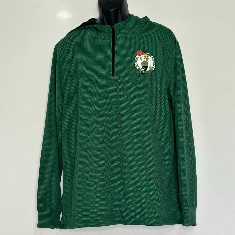 Boston Celtics NBA Men’s XL Green Hooded Quarter-Zip Performance Pullover